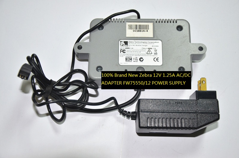 100% Brand New Zebra 12V 1.25A AC/DC ADAPTER FW75550/12 POWER SUPPLY